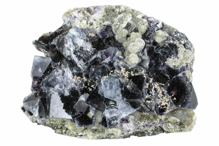 Purple Cubic Fluorite Crystals on Muscovite - Yaogangxian Mine #364626